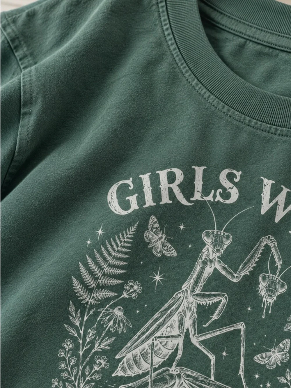 Girls Will Be Girls Graphic Light Green T-Shirt